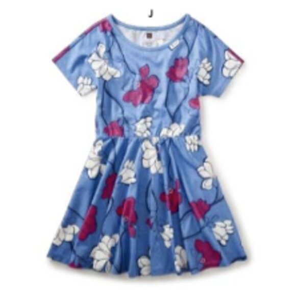 NWT Tea Collection Skirted Dress Magnolia Flower Blue Size 3 - Picture 1 of 1